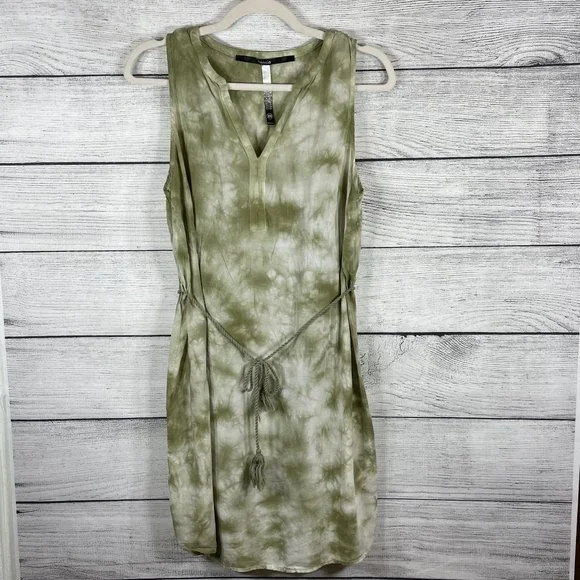 Kensie Women's Dusty Olive Combo Tie-Dye Rayon Dress Sz M - Picture 1 of 10